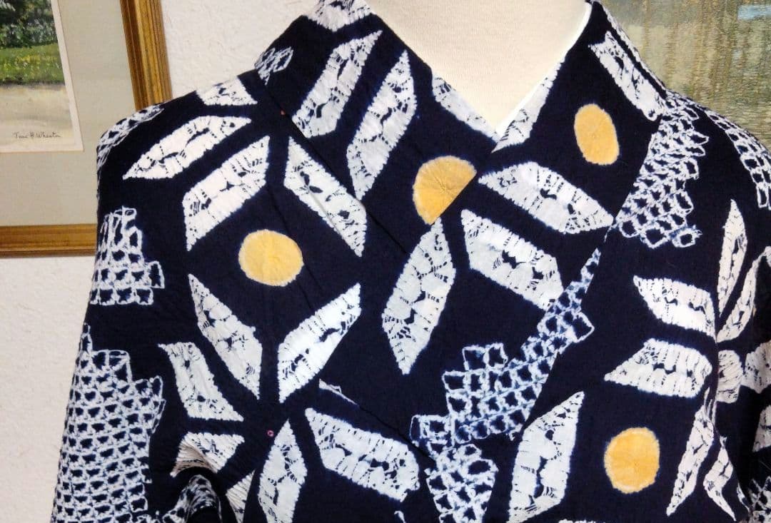 有松絞り浴衣　L　裄70 肩身丈165　美品