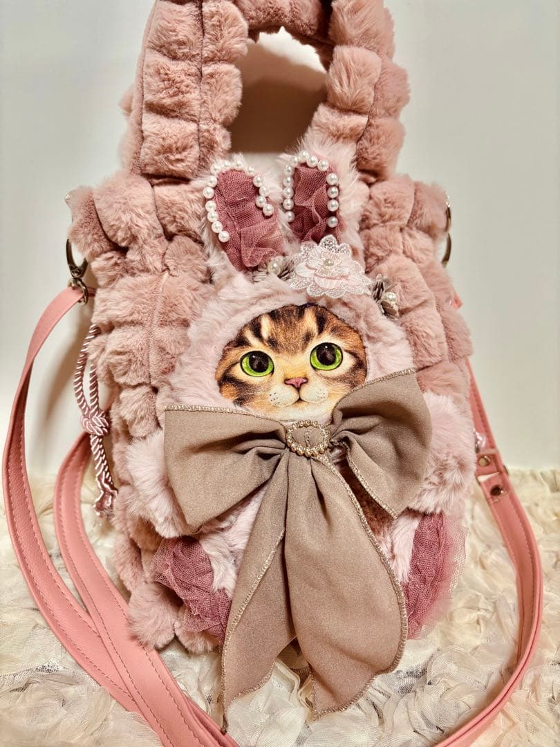 コヤンイサムチョン　ピンクファー巾着バッグ　ショルダーバッグ
