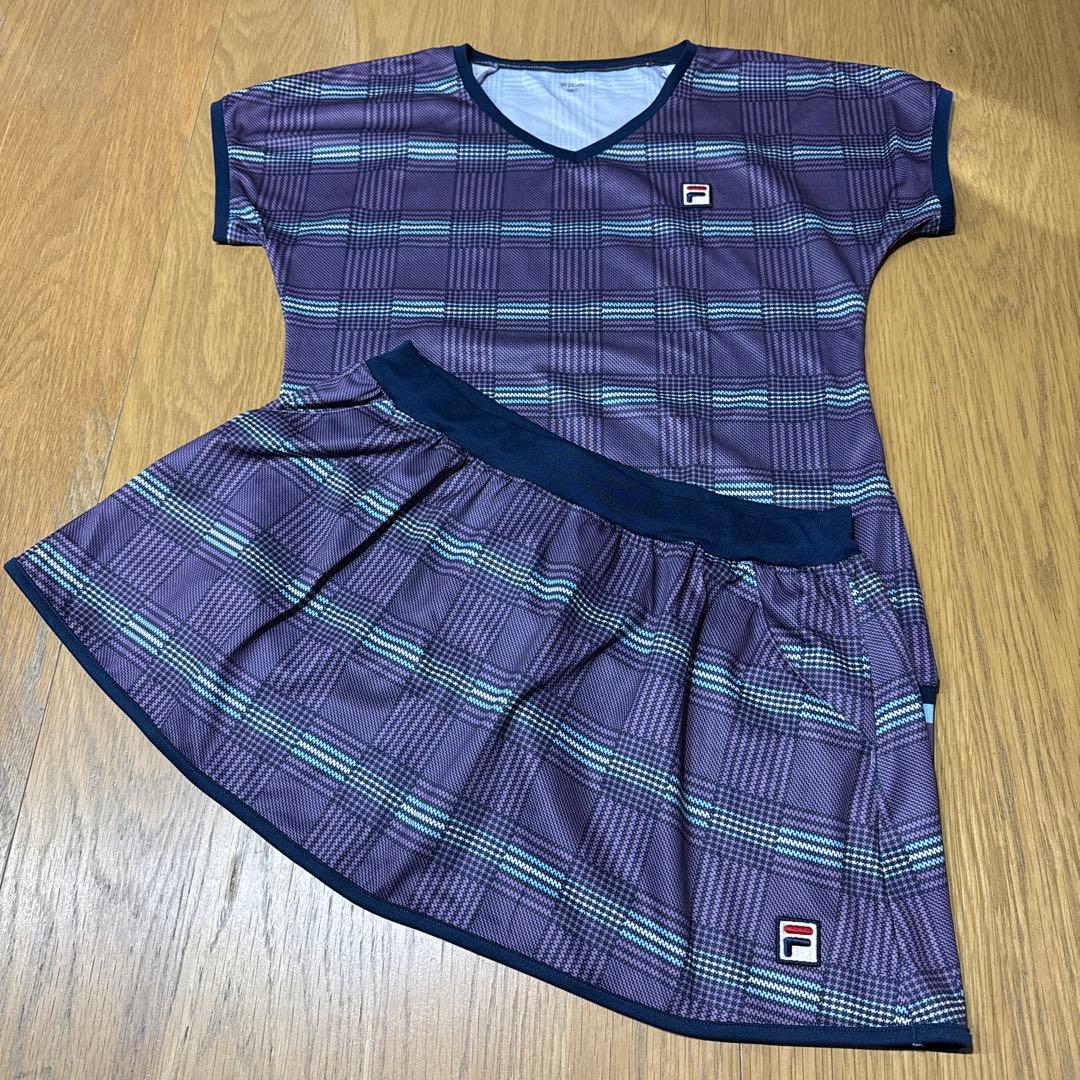 希少　FILA テニスウェア　スコート2点セット　紫系 チェック柄