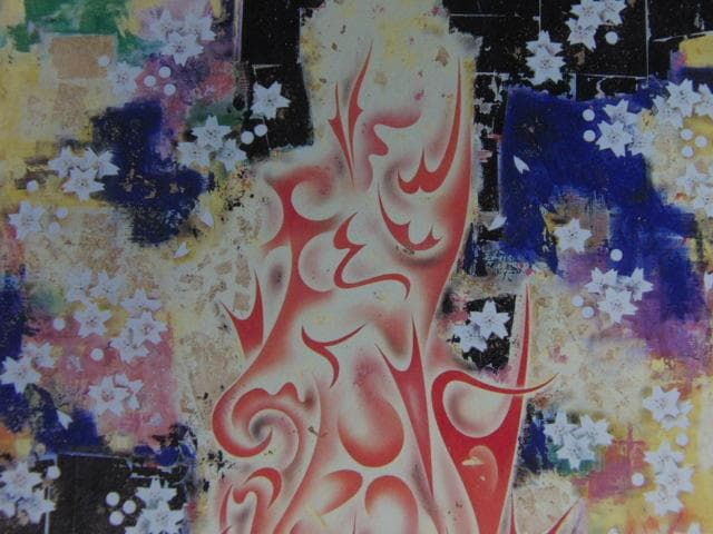 谷川泰宏、【桜火】、希少な額装用画集画、新品高級額 額装付、状態良好