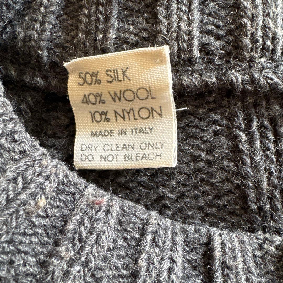 Giorgio Armani リブ編みニットセーター S ダークグレー