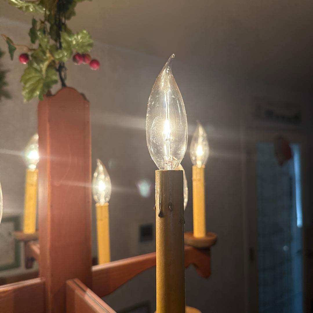 アンファン シャンデリア カントリー 木製 8灯 レトロ