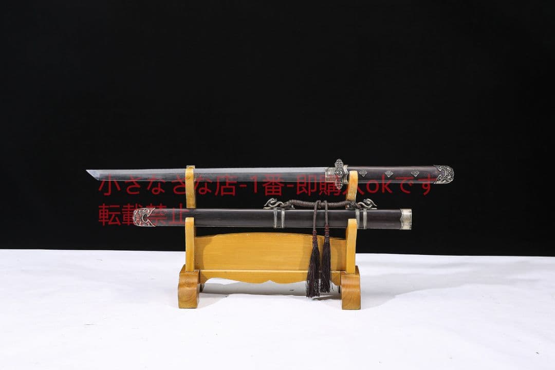 君弘唐横刀素装黒白檀模様鋼敷土焼刃 古兵器 武具 刀装具 日本刀 模造刀 居合刀