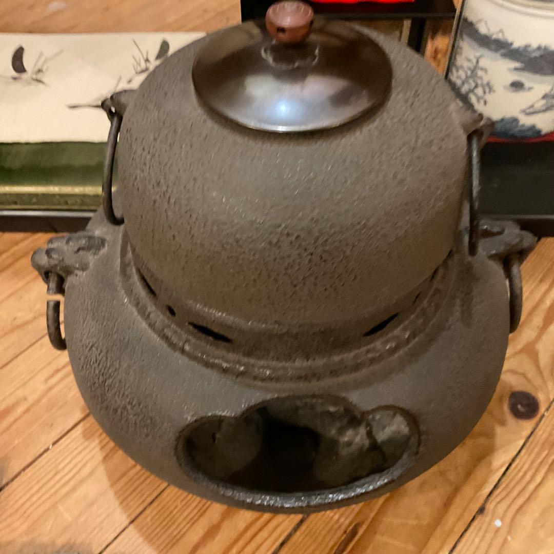 茶道具 茶道 お点前 セット 茶道 茶器 あじろ鉄 茶釜 野々田式 炭型電熱器
