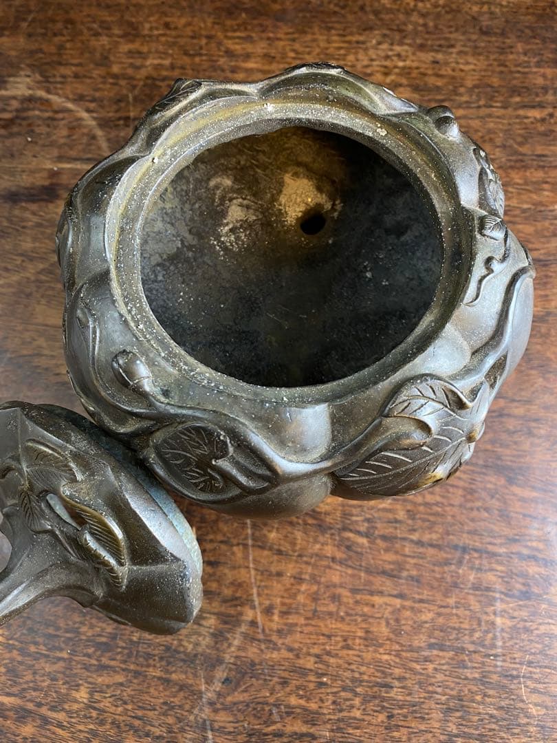 カボチャ型　銅香炉　美術品　工芸品　骨董品　置物　金属製　香炉