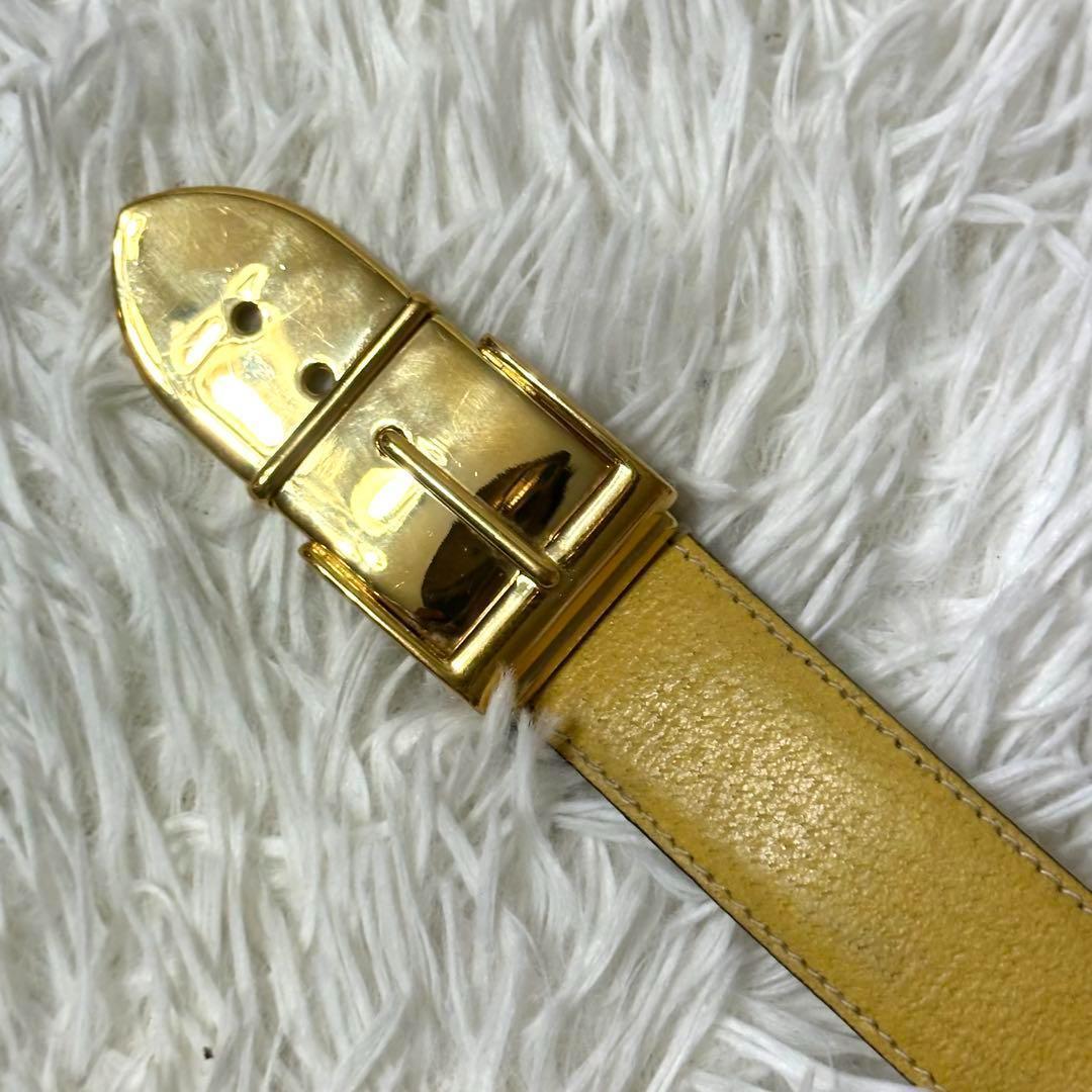 ⭐️極美品⭐️GUCCI ゴールドバックル　レザーベルト　希少デザイン