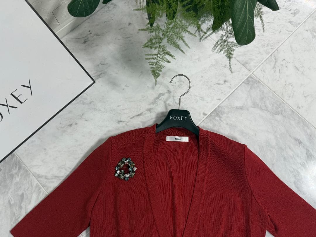 未使用級★Rene ルネ ボレロ 34 レッド ロゴプレート