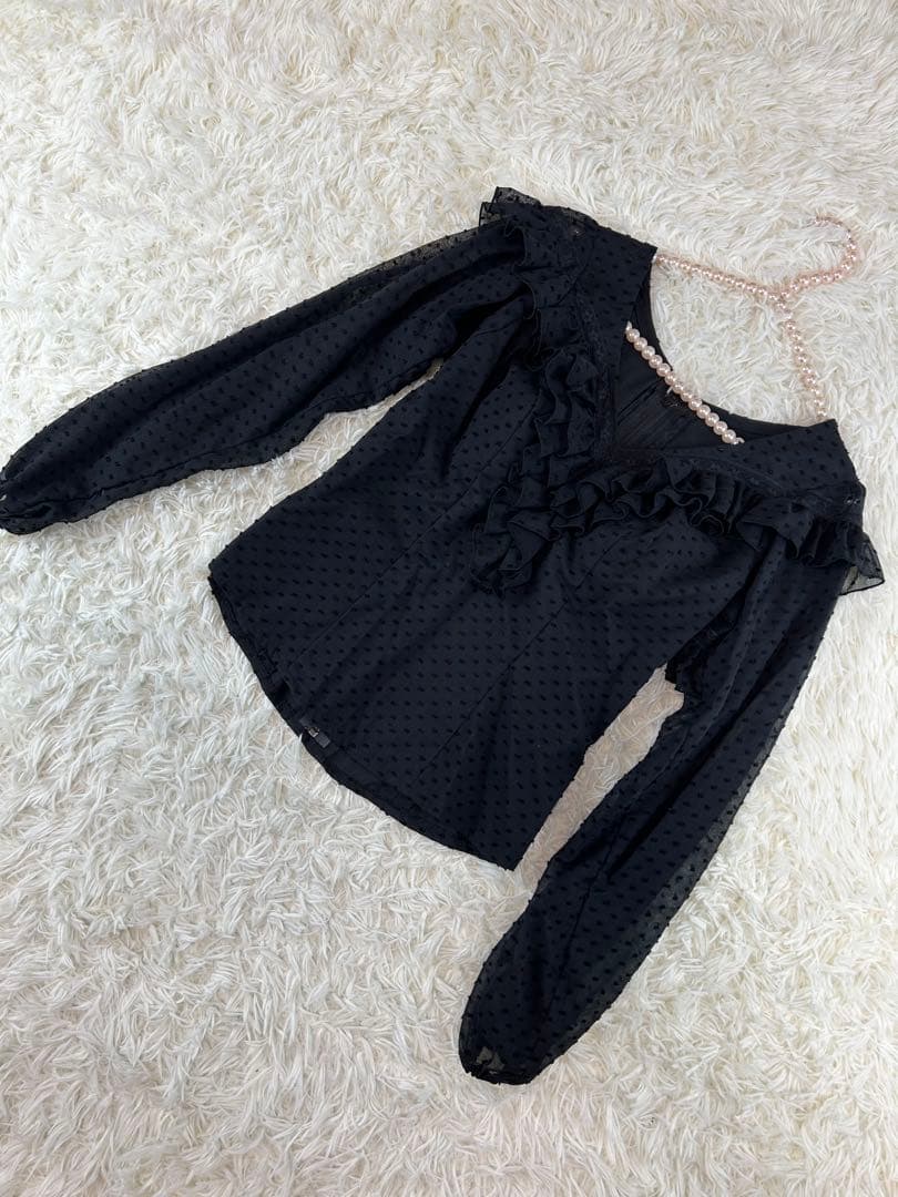 新品　ブラウス　フラメンコ衣装　ドット　水玉　レース