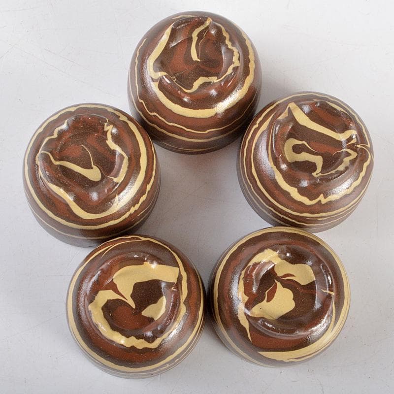 常滑　伸康焼　練込　ミニチュア茶器揃　桐箱　V　R5401