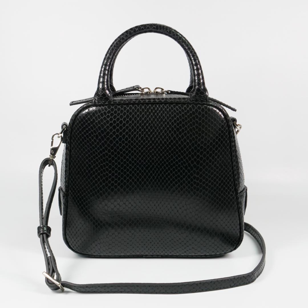 【MmyY】美品✨ハンドバッグ ショルダーバッグ パイソン柄 ブラック