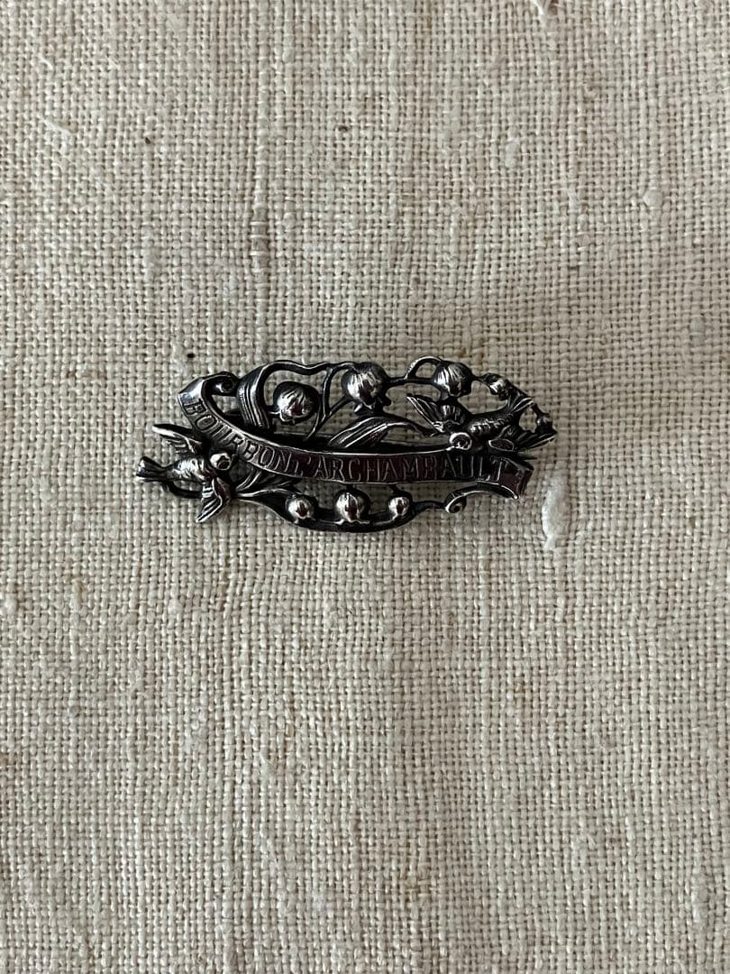 ブーケ　フランスアンティーク　鈴蘭とツバメのブローチ