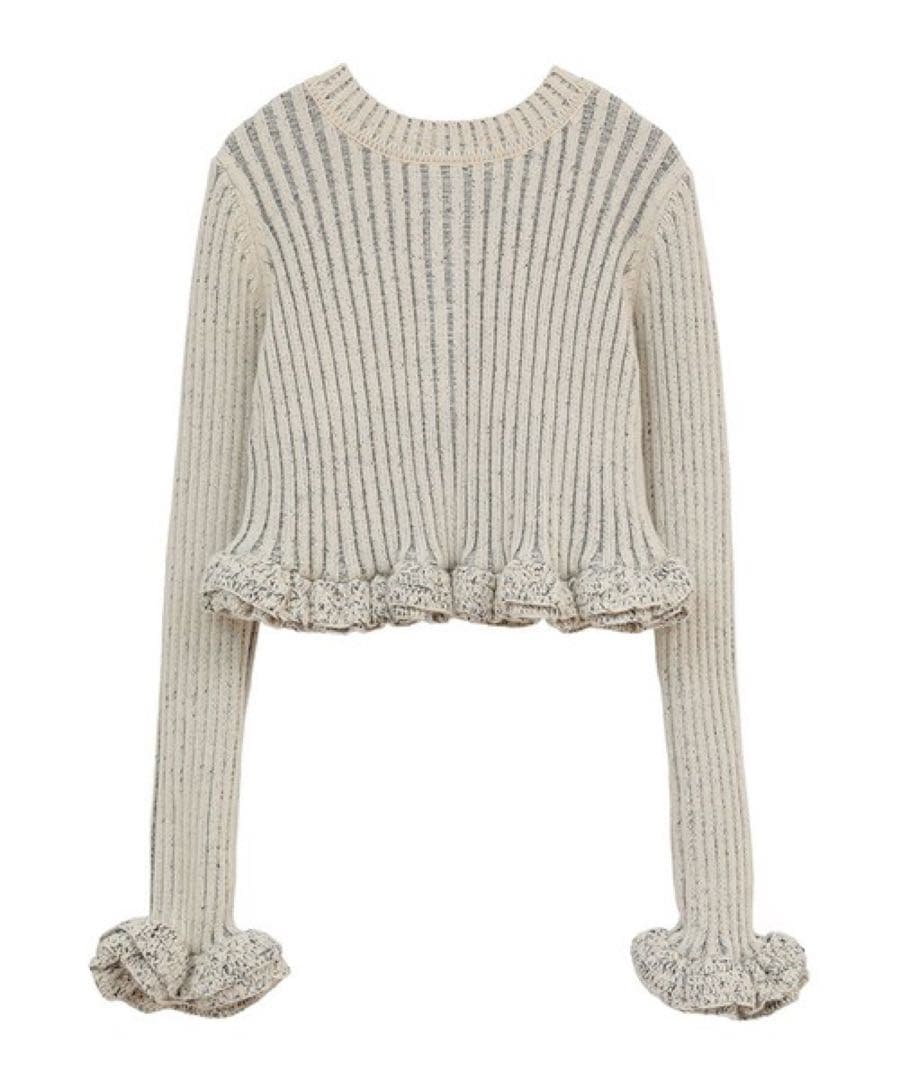 トップス CLANE W FACE SHORT FRILLED KNIT TOPS
