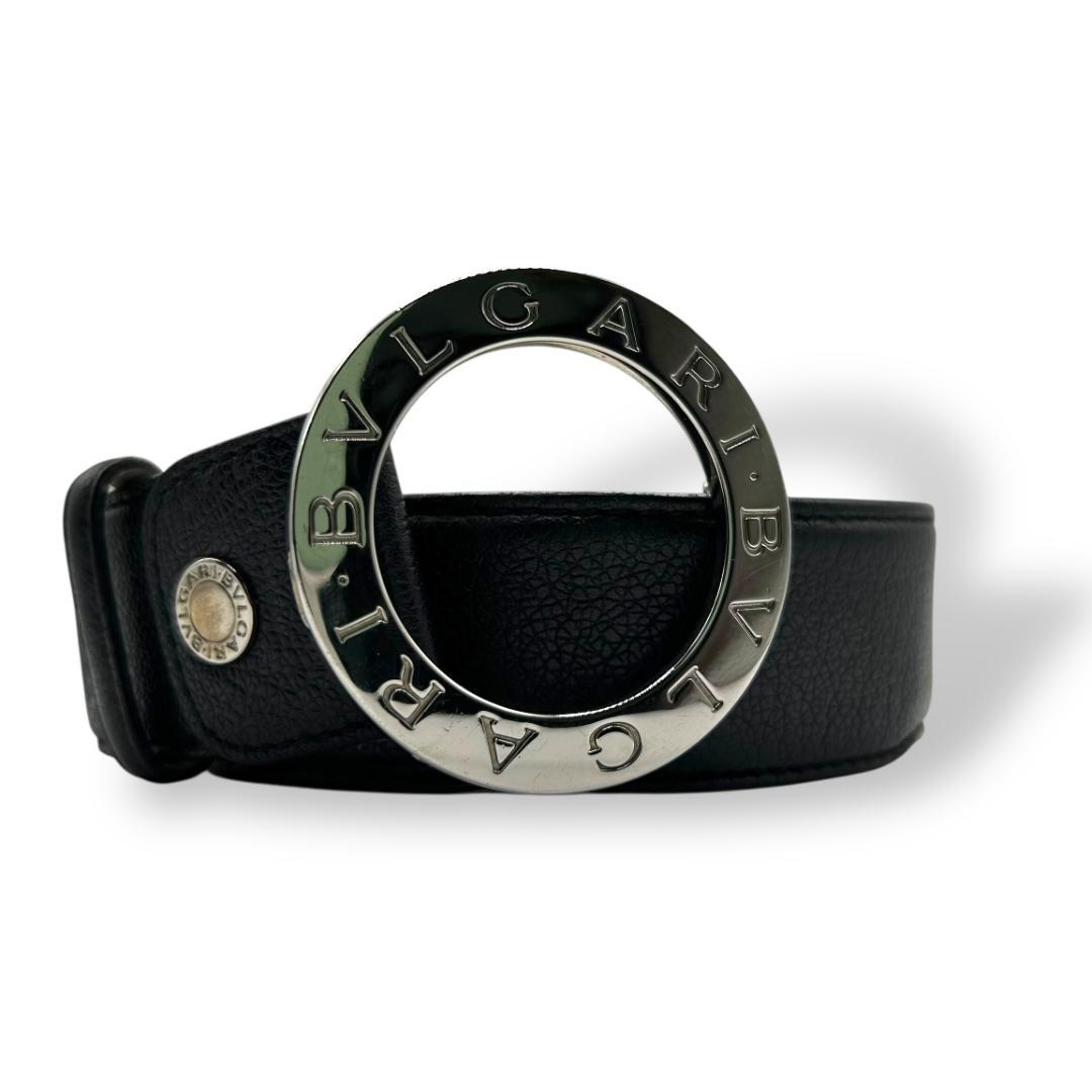 美品✨ BVLGARI ブルガリ ベルト ラウンドロゴバックル グレインレザー