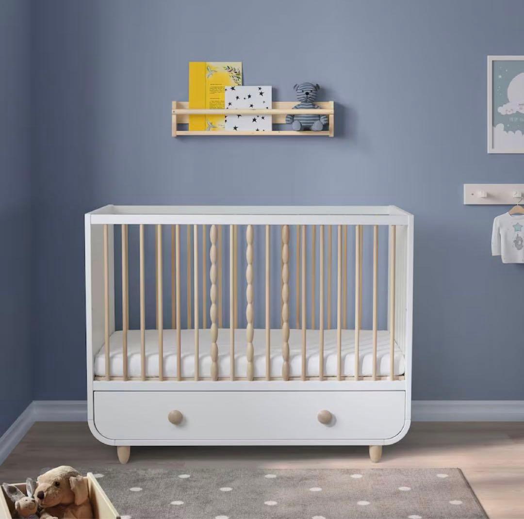 IKEA MYLLRA/ミルラ ベビーベッド 引き出し付き木製