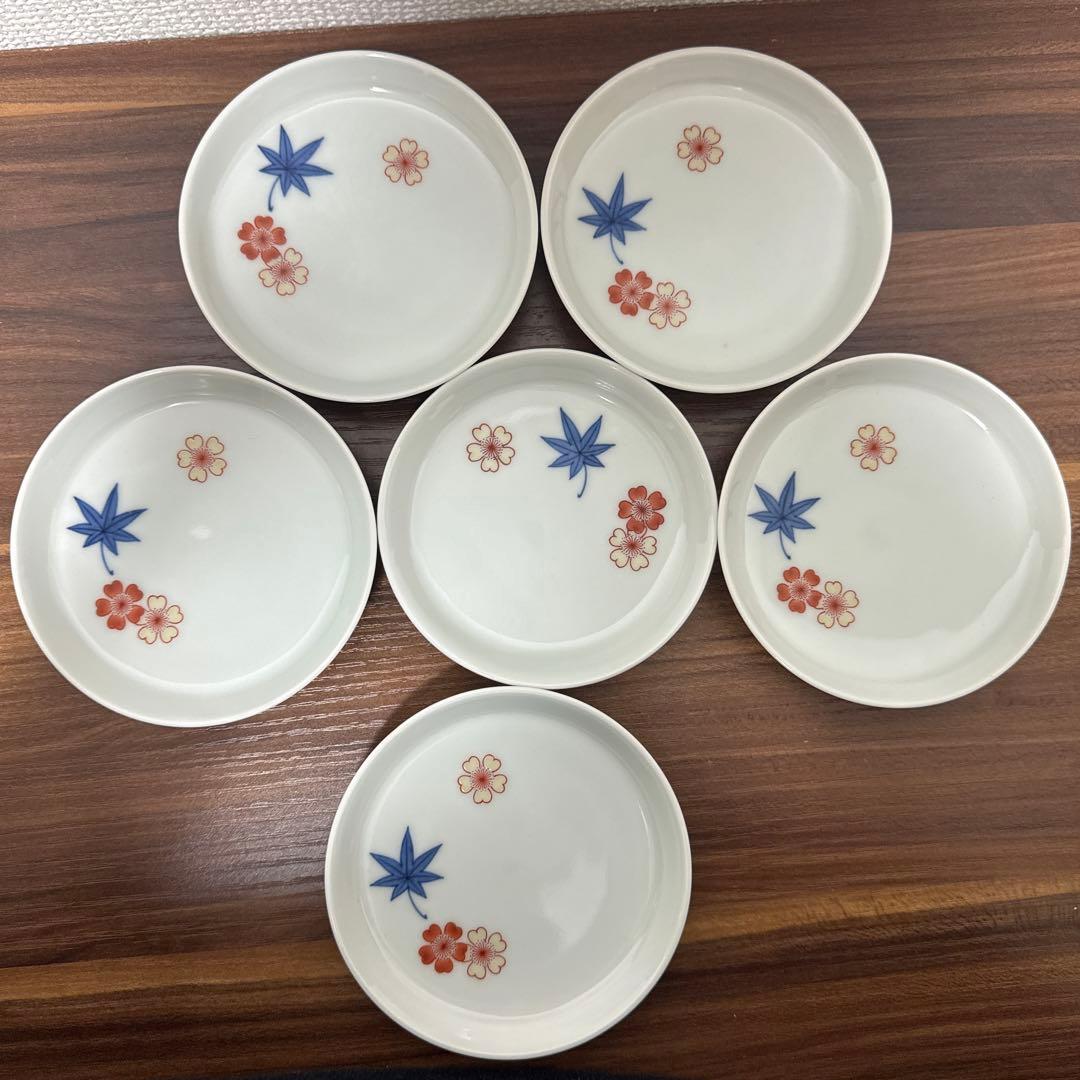 今泉今右衛門 醤油差し1個 錦絵変り小皿6枚セット