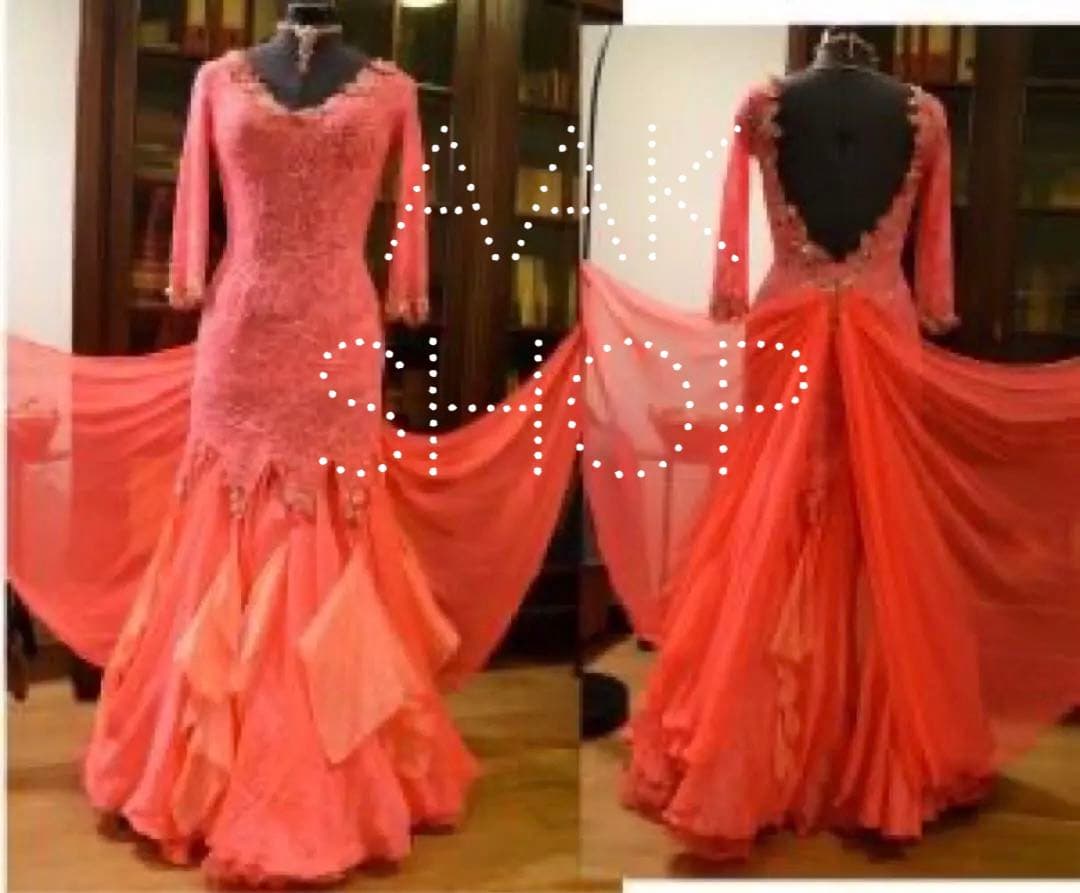 スタンダードドレス♡ピンク♡社交ダンス衣装♡競技 デモ