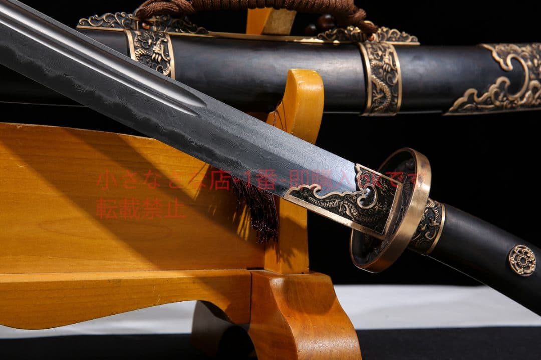 宝龍清刀黒白檀百錬文紋鋼  古兵器 武具 刀装具 日本刀 模造刀 居合刀