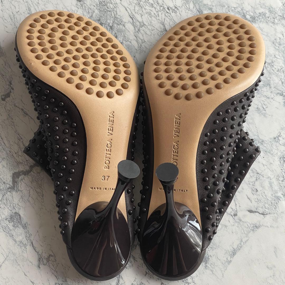 未使用級　ボッテガヴェネタ　ビュレット ドット ソックスミュール　茶色　37