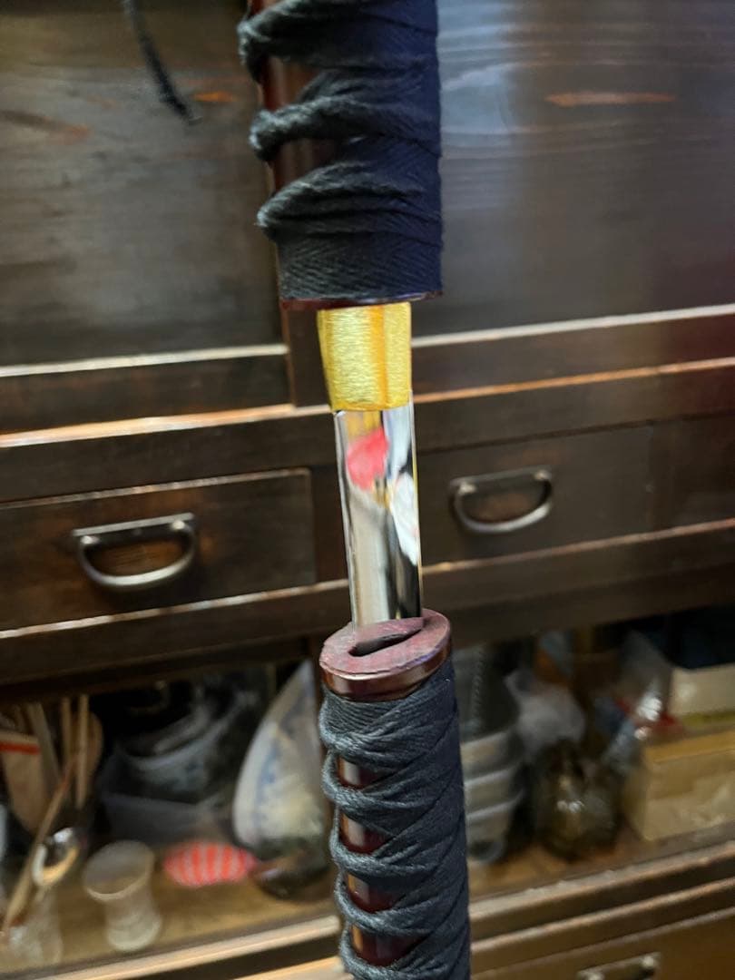 尾形刀剣　座頭市仕込杖　楕円茶竹鞘　日本刀模造刀　コレクション　小道具