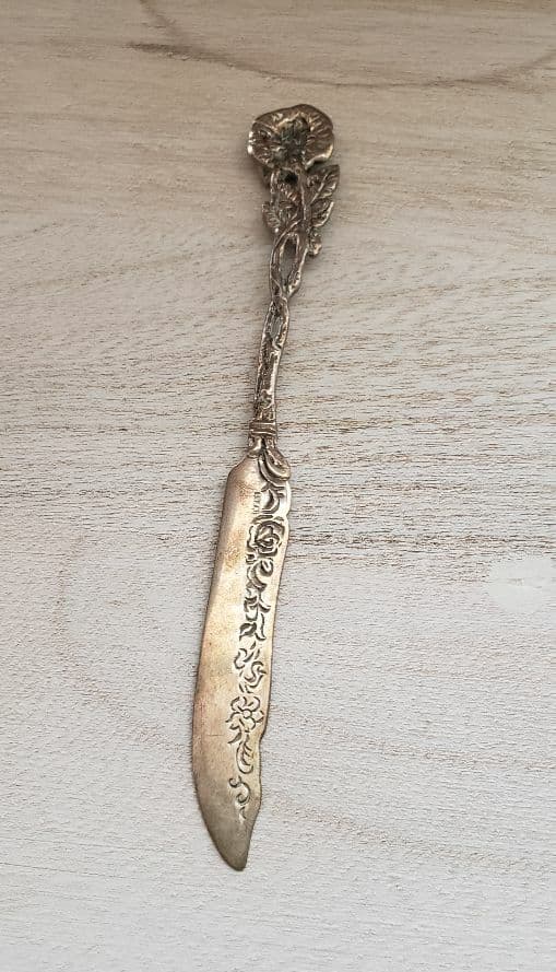アンティーク バター ナイフ 薔薇 銀