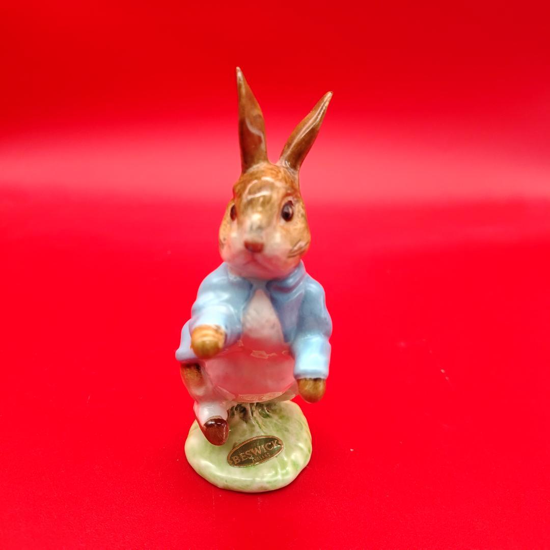 BP2 ゴールドオーバル シール付★BESWICK フィギュア ピーターラビット