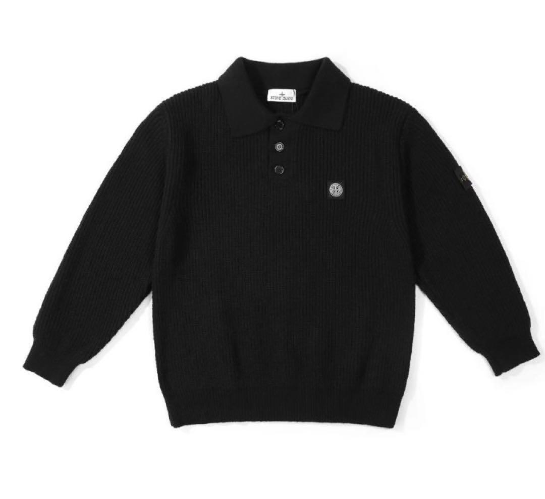 STONE  23AWニットポロブラック　コットン