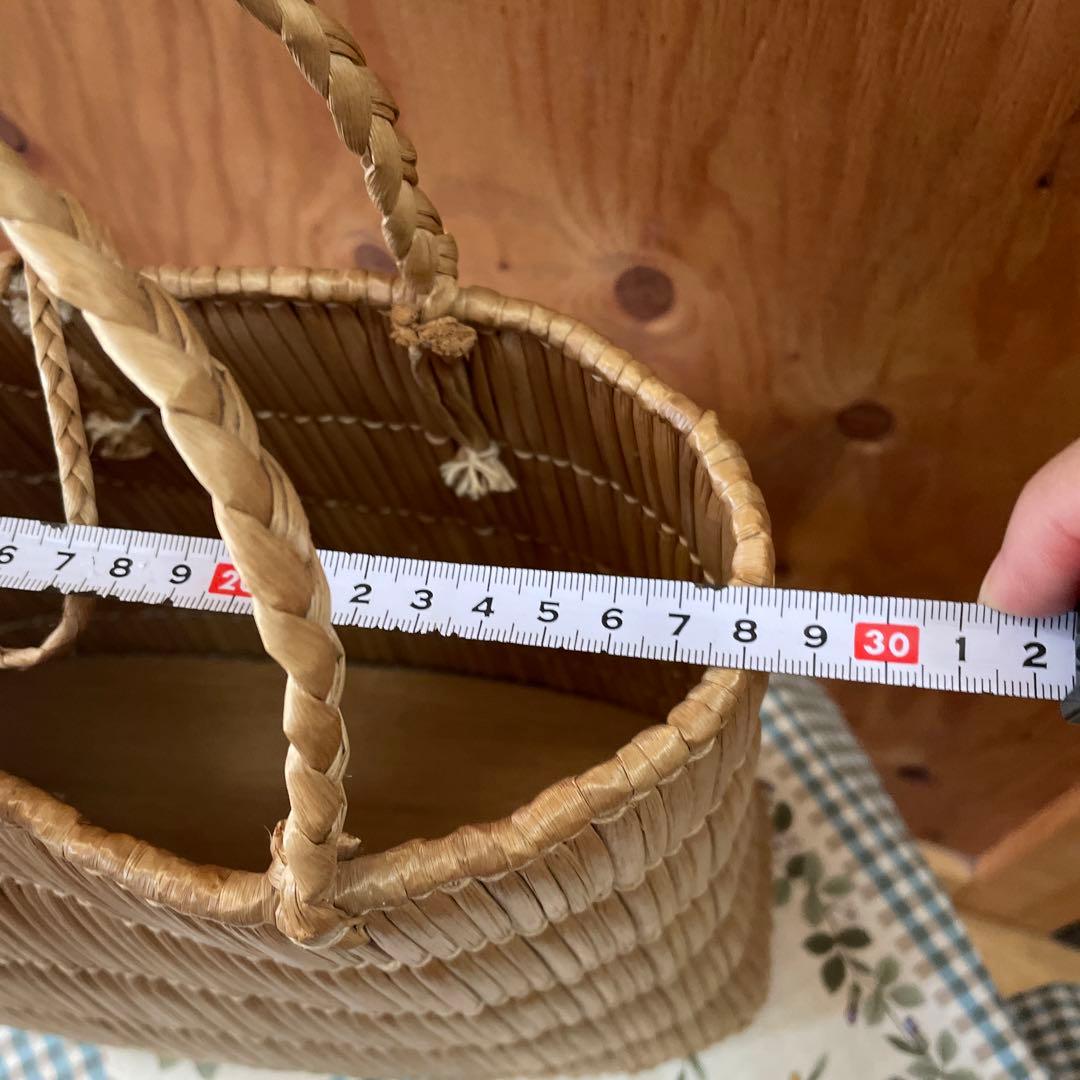 昭和レトロ　岡山　蒜山　がま細工　バッグ　カゴバッグ　手提げ　ひるぜん　古道具