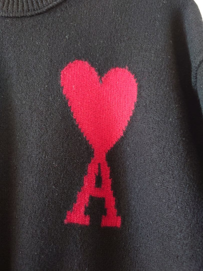 ami PARIS アミパリス メンズ レディース ニット ハート ロゴ　黒
