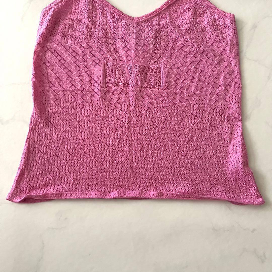 クリスチャンディオール ガリアーノ キャミソール ニット ロゴ ピンク 2004