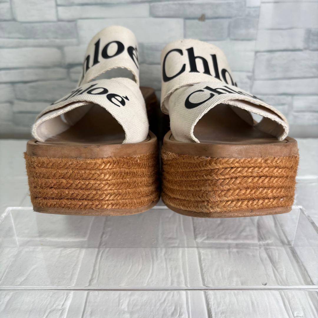 Chloe クロエ　Woodyウェッジエスパドリーユ　ウエッジソール　厚底　ロゴ