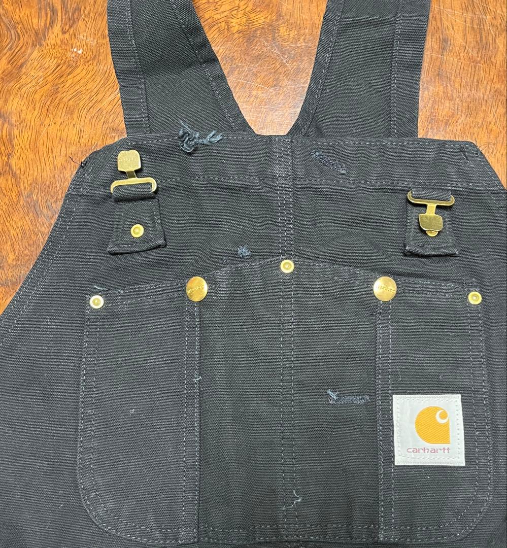 2002年 USA製 カーハート ダック ダブルニー オーバーオール ブラック