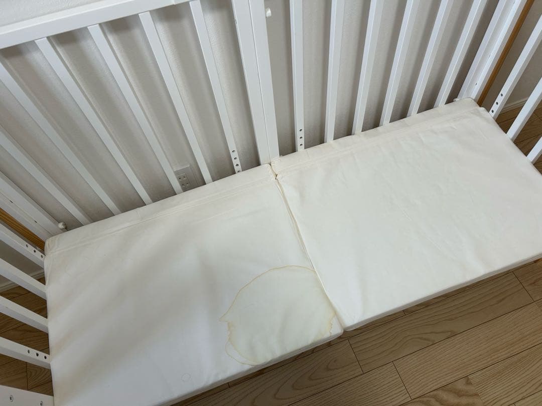 そいねーるⅢ ホワイト木製、布団セット、ベッドガード、サポートベルトあり