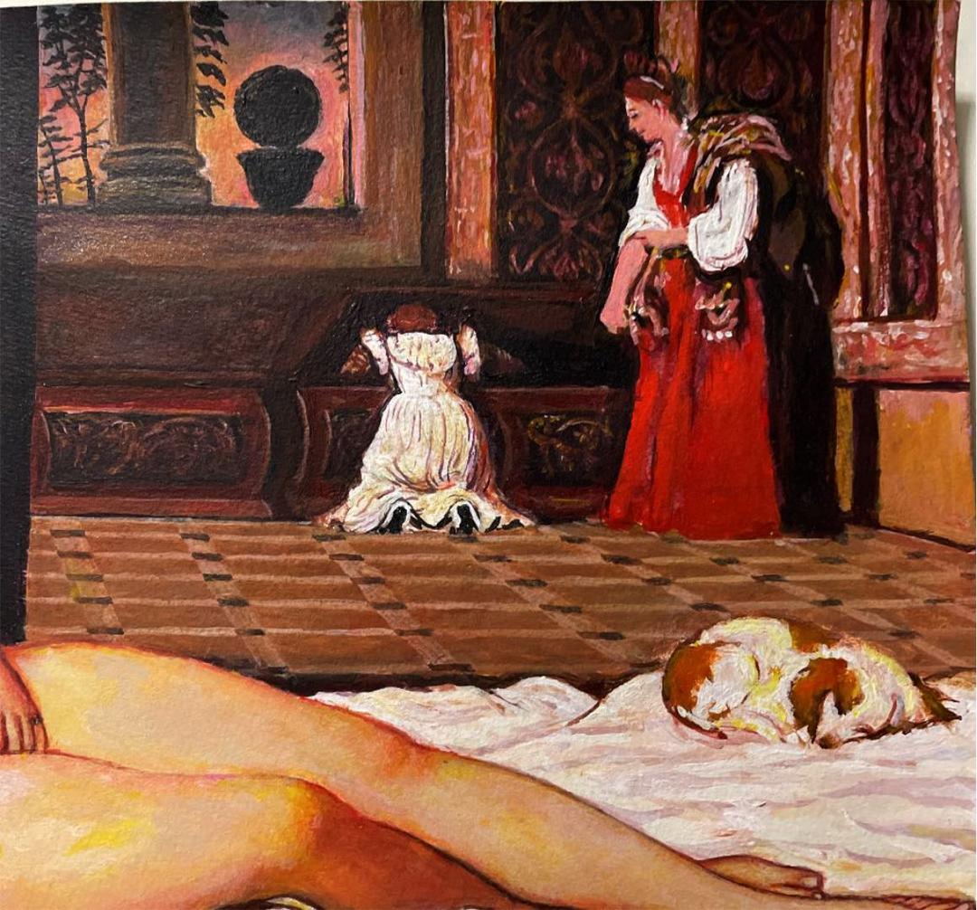 アクリル画　ウルビーノのヴィーナスの模写