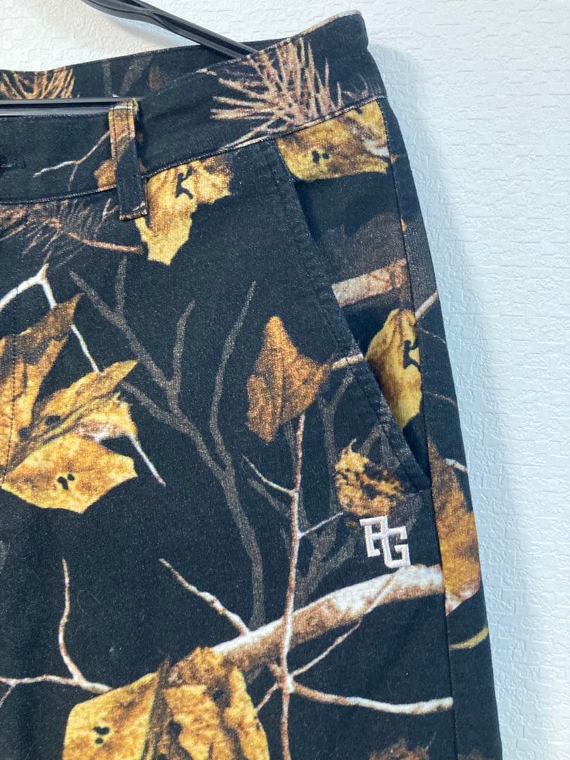 極美品　パーリーゲイツ　ロングパンツ　総柄　紅葉　もみじ　ロゴ刺繍　ロゴ刻印　M