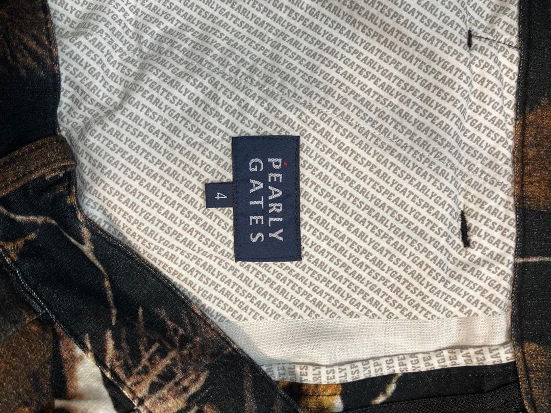 極美品　パーリーゲイツ　ロングパンツ　総柄　紅葉　もみじ　ロゴ刺繍　ロゴ刻印　M