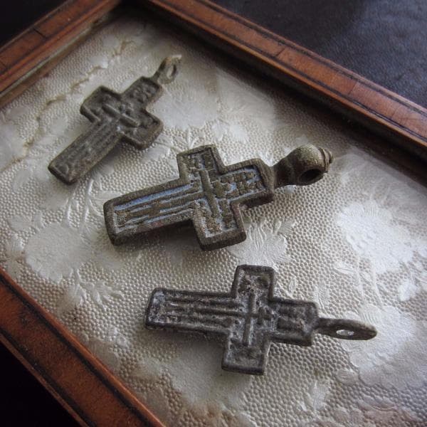 17世紀　ロシアン・クロス　3点セット　17　アンティーク　ブロンズ　ロザリオ