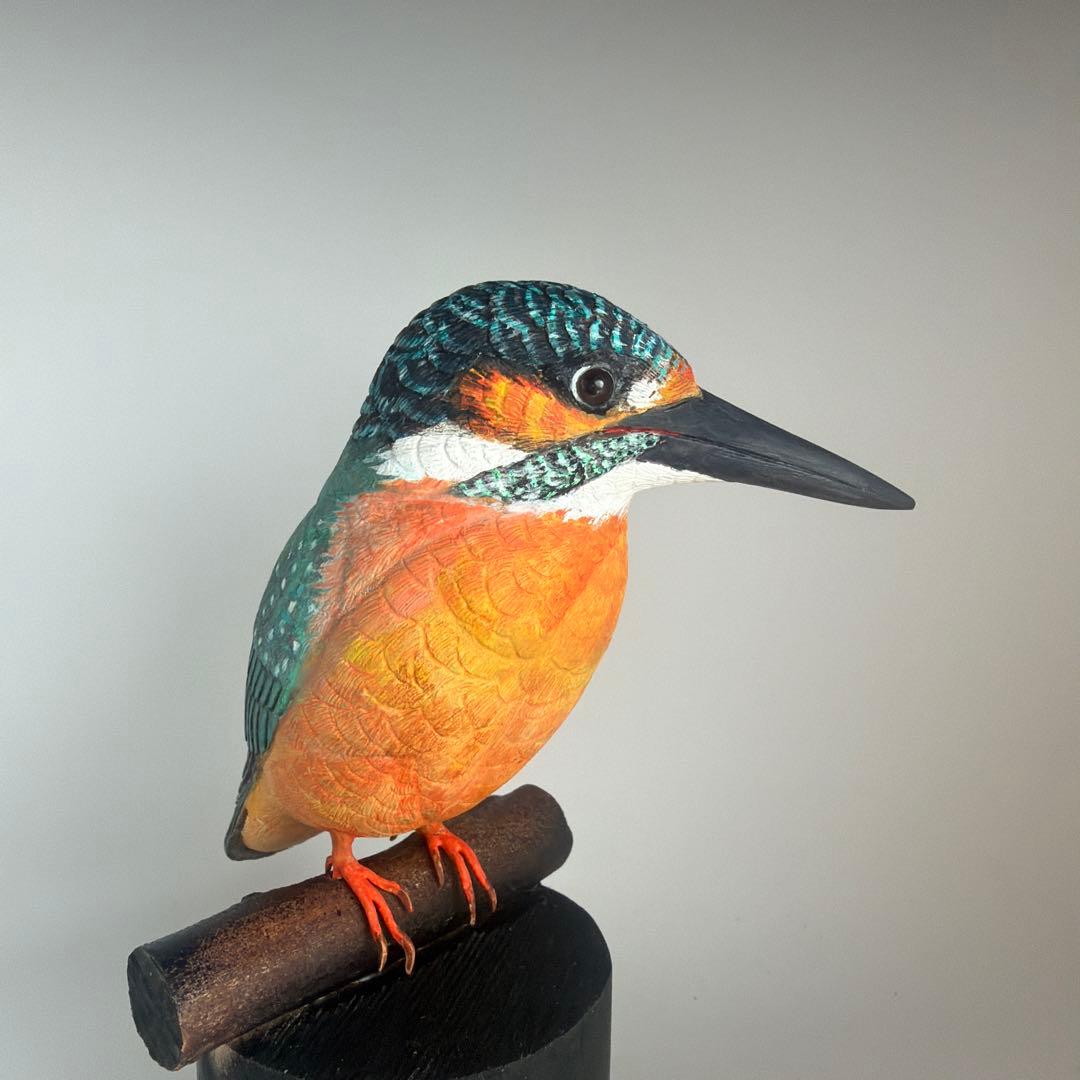 「カワセミ」 木彫りの野鳥　バードカービング　野鳥彫刻