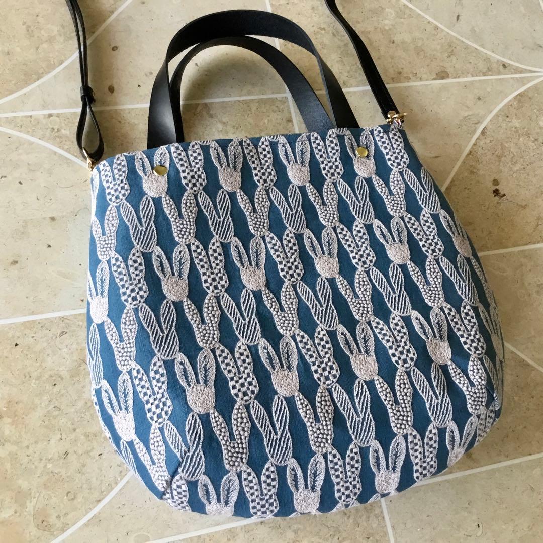 ミナペルホネン pomppiaブルー 2Wayショルダーバッグハンドメイド