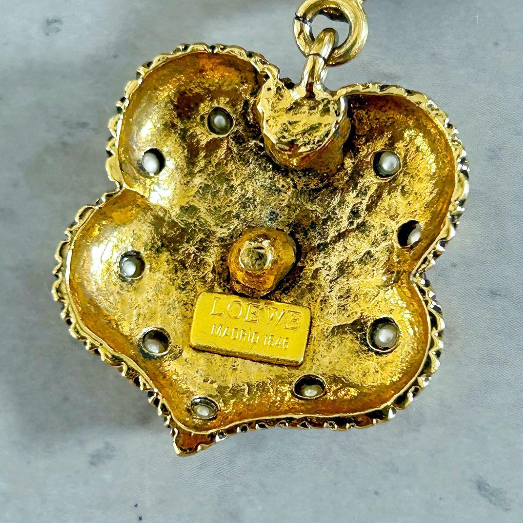 【超美品】LOEWE ヴィンテージ ブローチ ハート×パール ゴールド 一点物