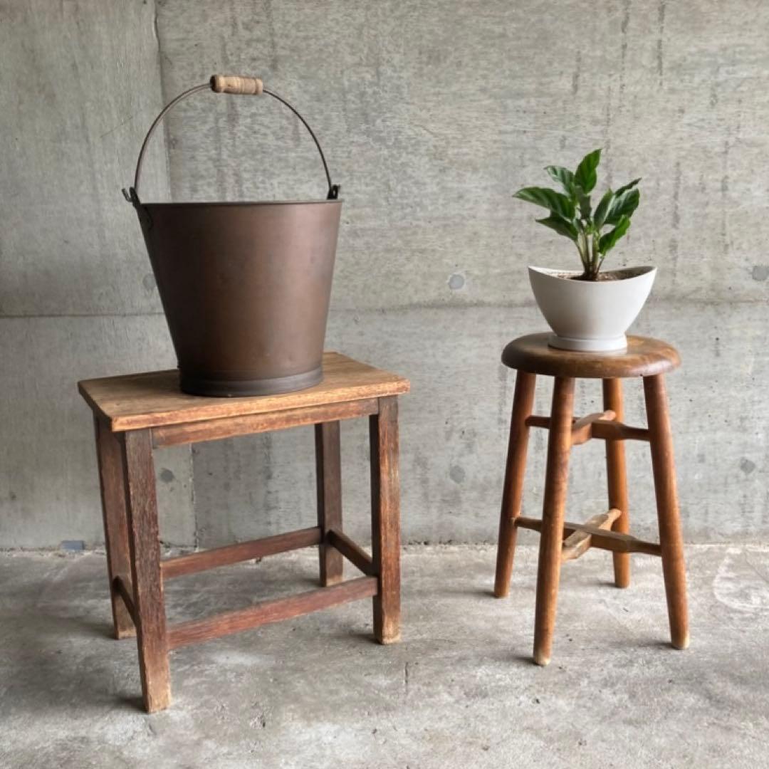 古い味のある銅製のバケツ 桶 花器 置物 オブジェ レトロ ヴィンテージ