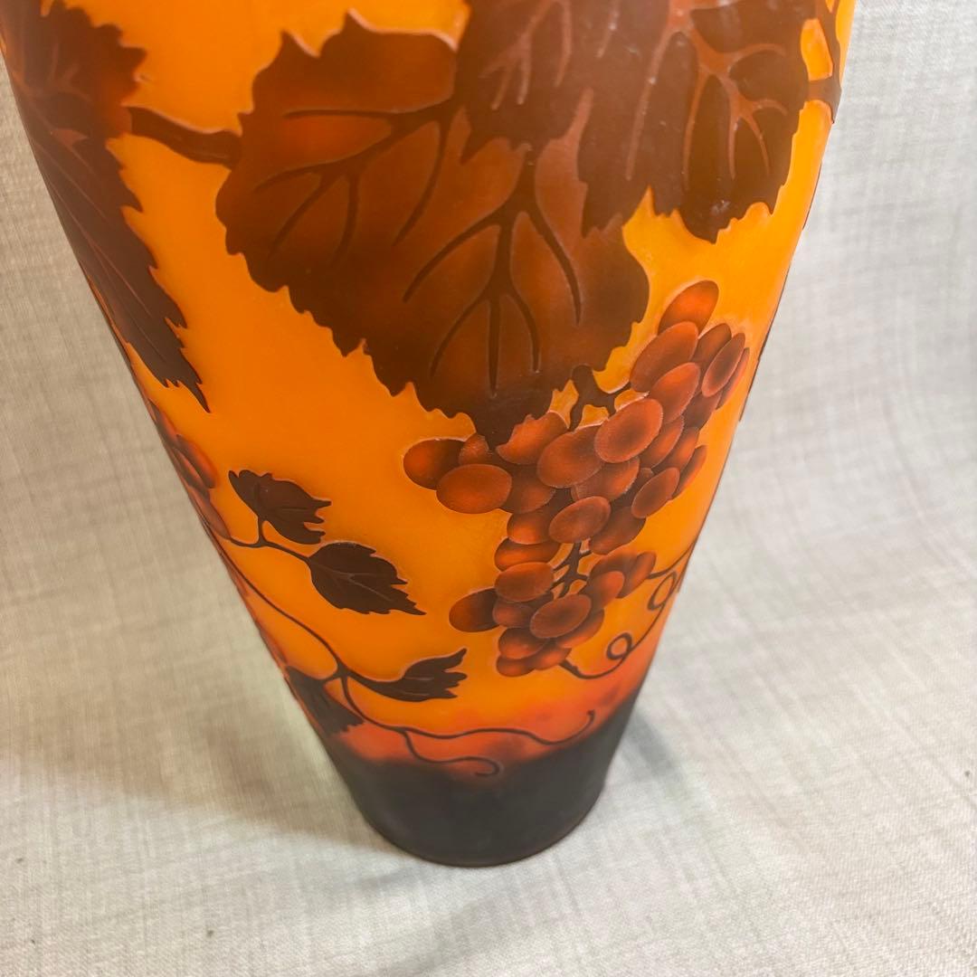 ガレ風 花瓶 ガラス細工 グレープ フラワーベース アンティーク 西洋 欧風