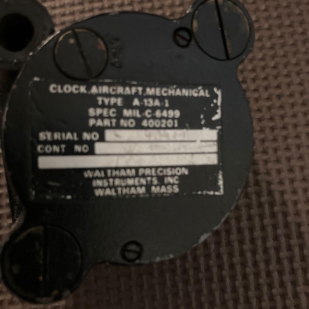 米国用航空機コックピットクロックウォルサム手巻き稼働中