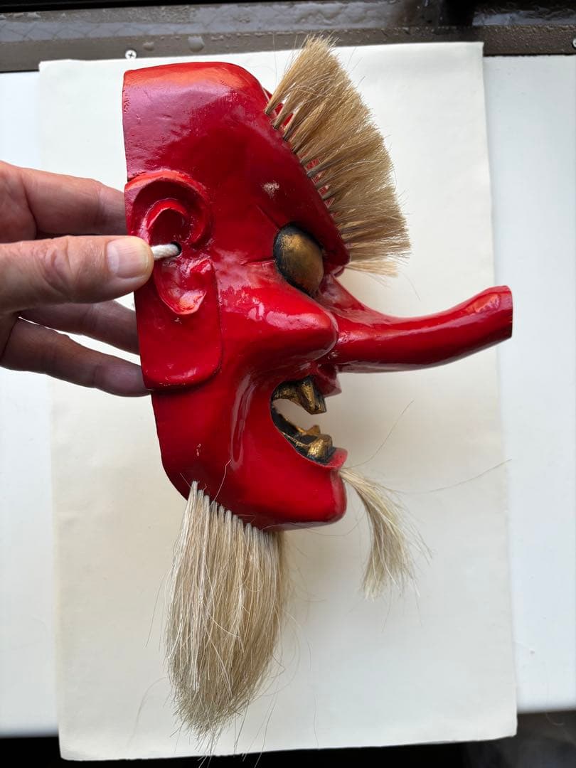 能面　神楽面　鬼　作家物　木彫り