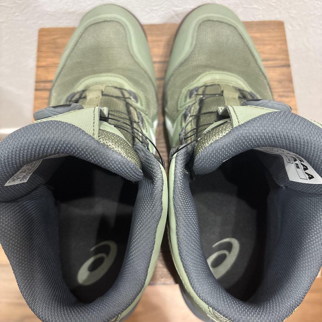 アシックス 安全靴 ウィンジョブ CP214 グリーン×ホワイト27.5cm美品