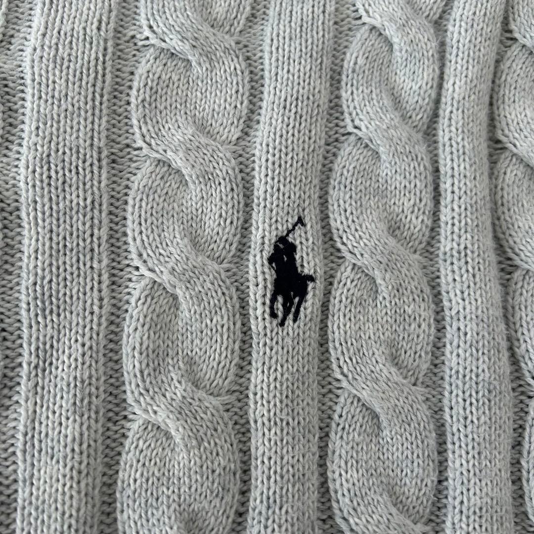 【現行タグ】ポロラルフローレン ケーブルニット セーター 灰色 紺 S