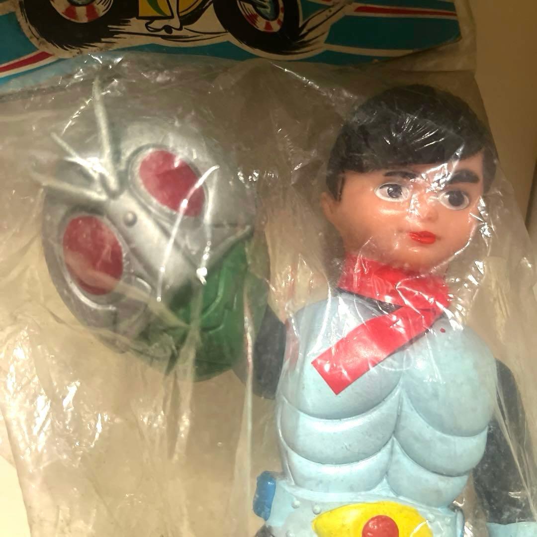 無版権 3本アンテナ 仮面ライダー ソフビ フィギュア 当時物 旧バンダイ