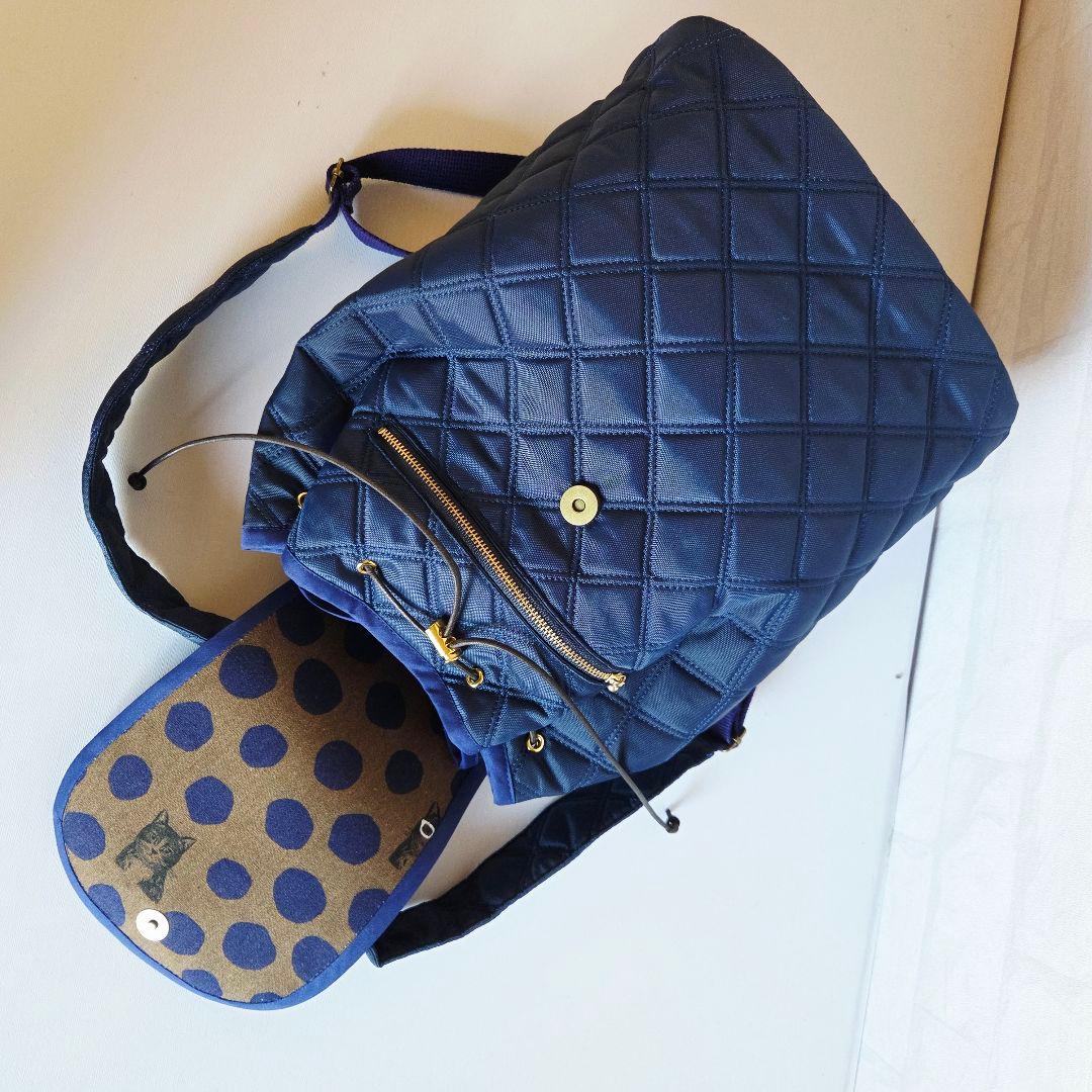 JUNE①　巾着リュック　エチノ×ナイロンキルト　ハンドメイド