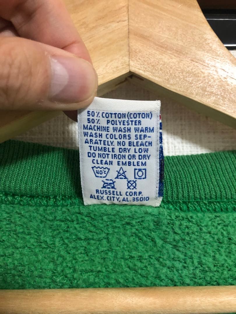 激レアカラーケリーグリーンUSA製90s ラッセル アスレチック 前Vスウェット