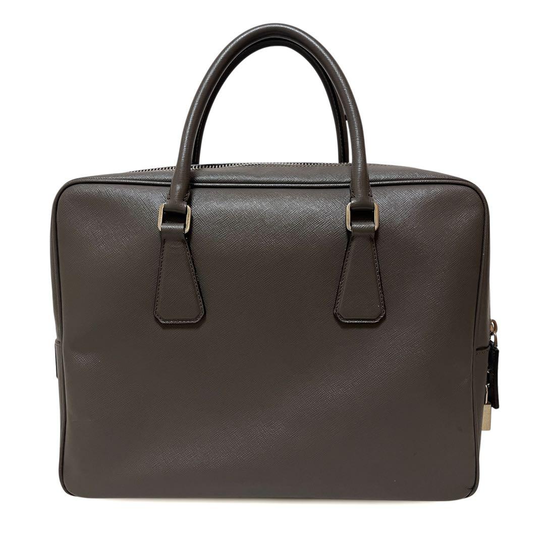 PRADA プラダ ブリーフケース ビジネスバッグ サフィアーノ レザー グレー
