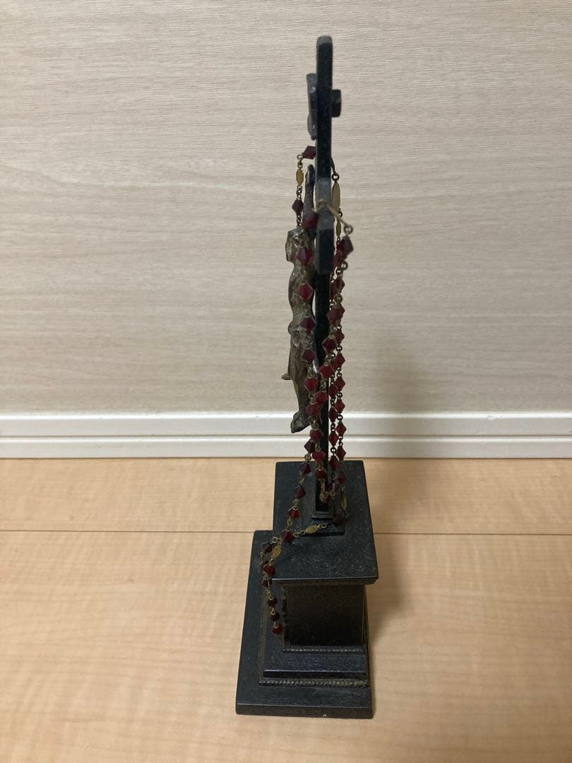 テ*ア様 【アンティーク】金属製 十字架 イエス像 ロザリオ付き